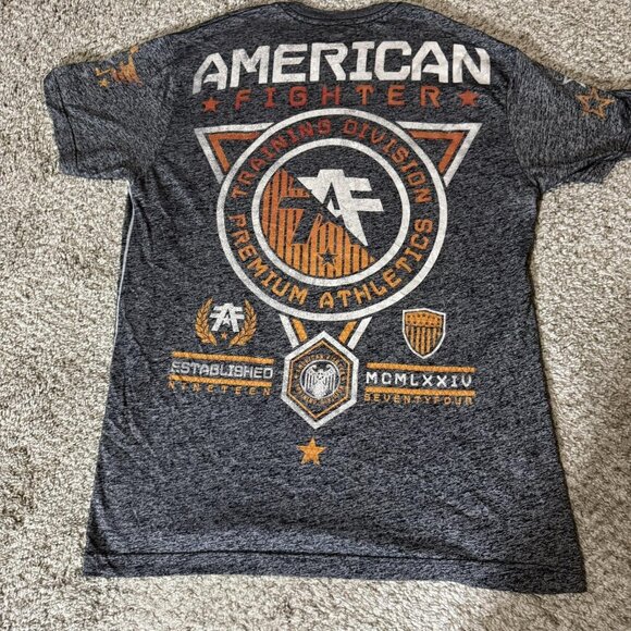 American Fighter Shirt Mens Large Gray Heather Graphic Training Division 1974 - Picture 6 of 9